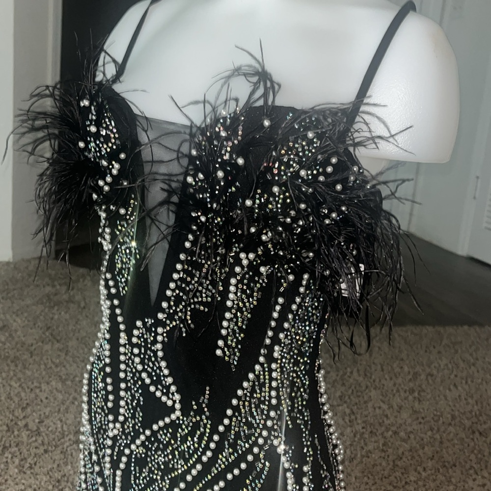 Fashion Nova Black Embellished Pearl Dress - Picture 4 of 6